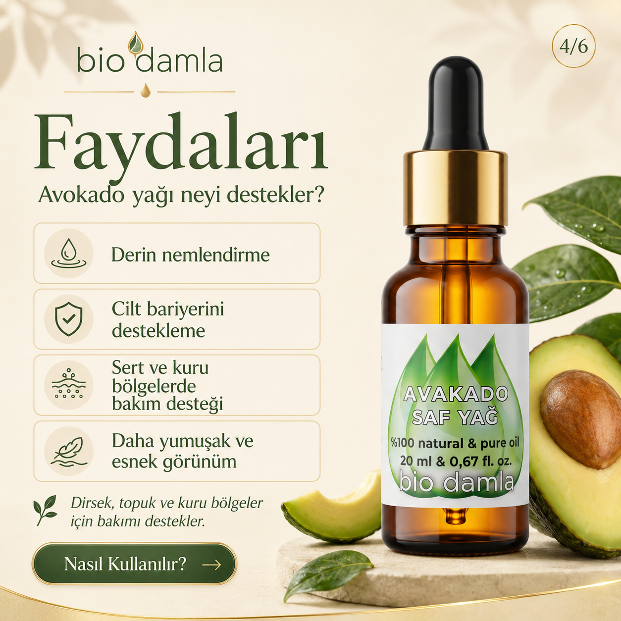 Avokado Yağı – Soğuk Sıkım %100 Saf Bitkisel Yağ  "🚀 Hızlı Kargo" | Biodamla