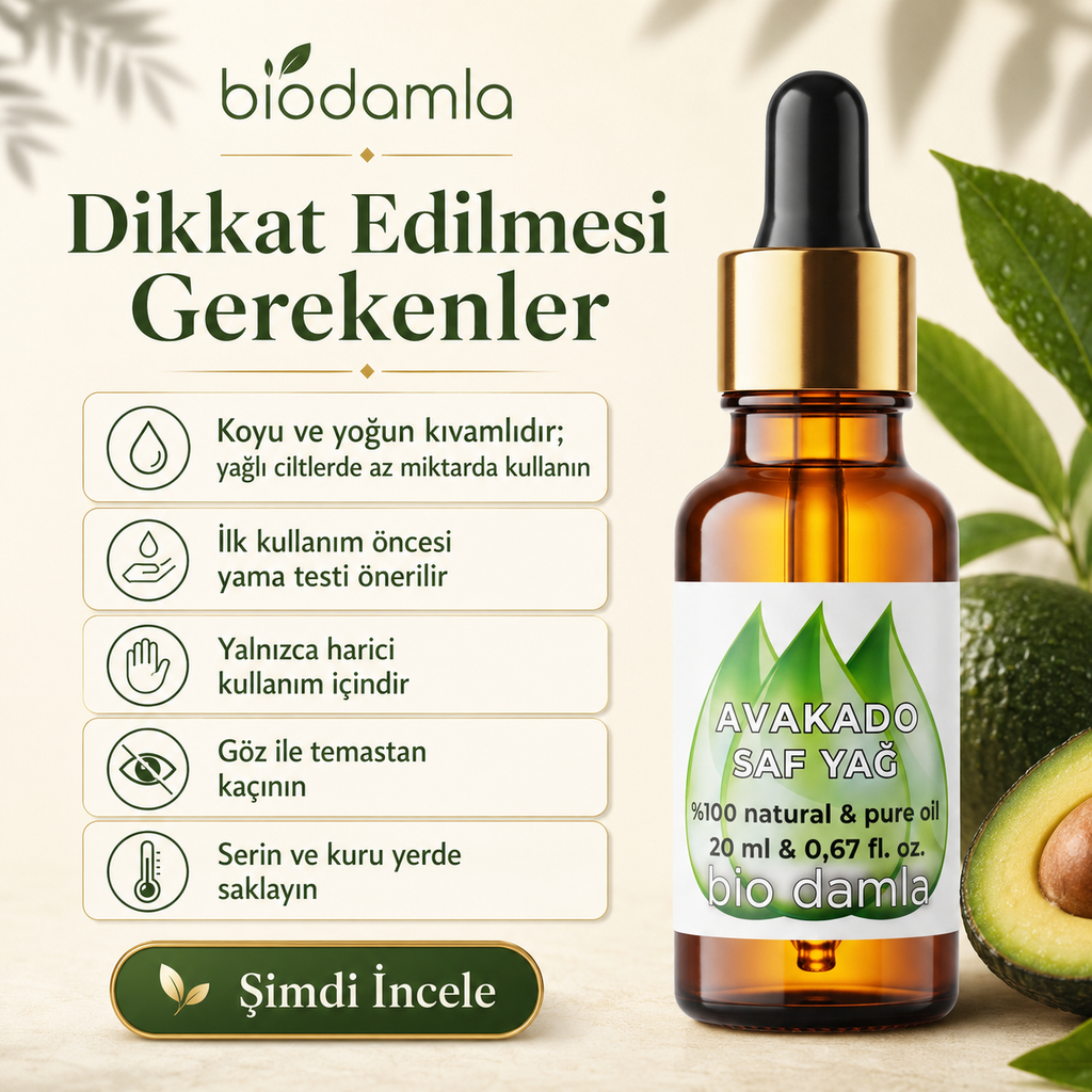 Avokado Yağı – Soğuk Sıkım %100 Saf Bitkisel Yağ  "🚀 Hızlı Kargo" | Biodamla