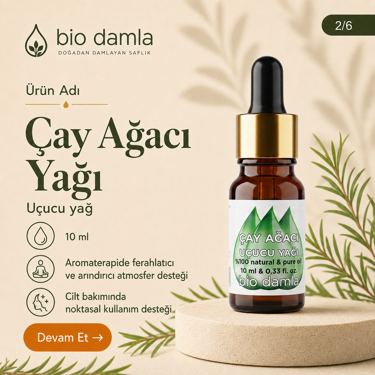 Çay Ağacı Yağı (Tea Tree) – %100 Saf Esansiyel Yağ | Biodamla  "🚀 Hızlı Kargo"