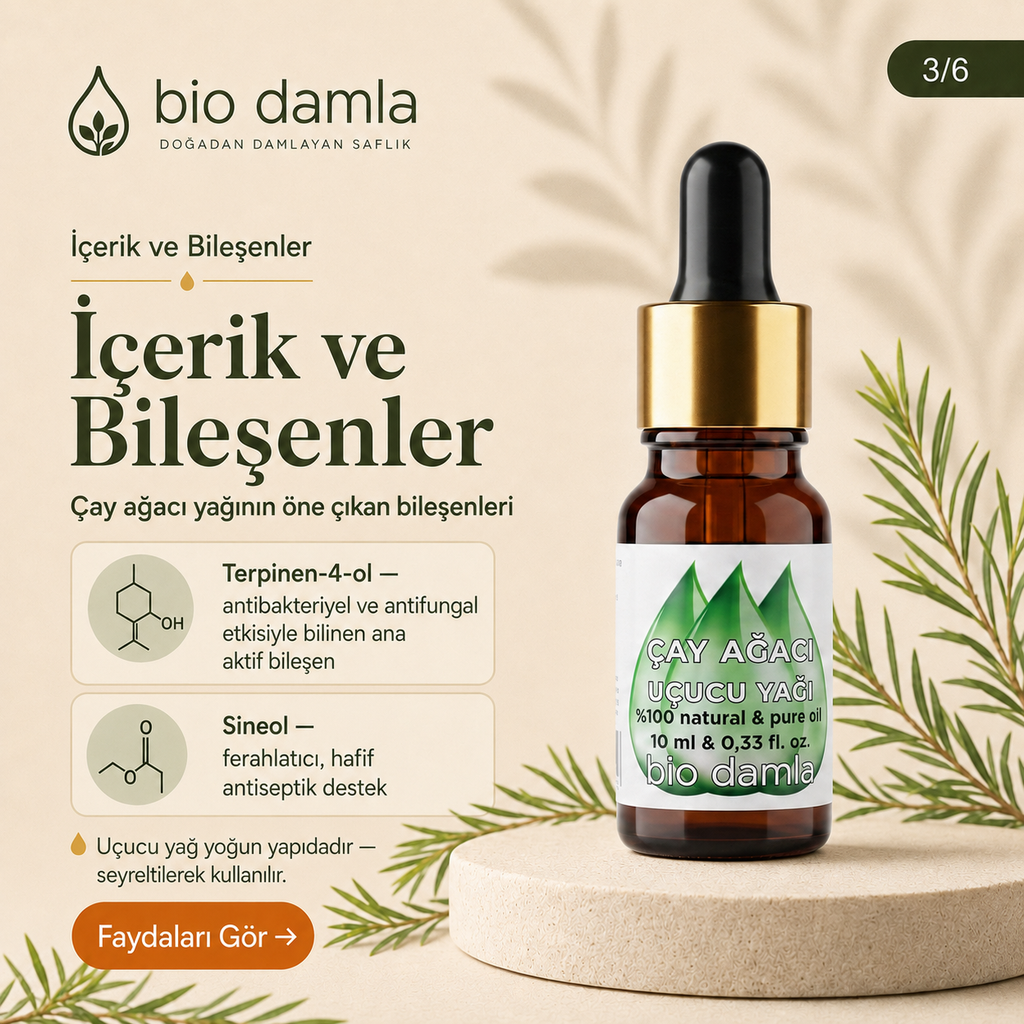 Çay Ağacı Yağı (Tea Tree) – %100 Saf Esansiyel Yağ | Biodamla  "🚀 Hızlı Kargo"