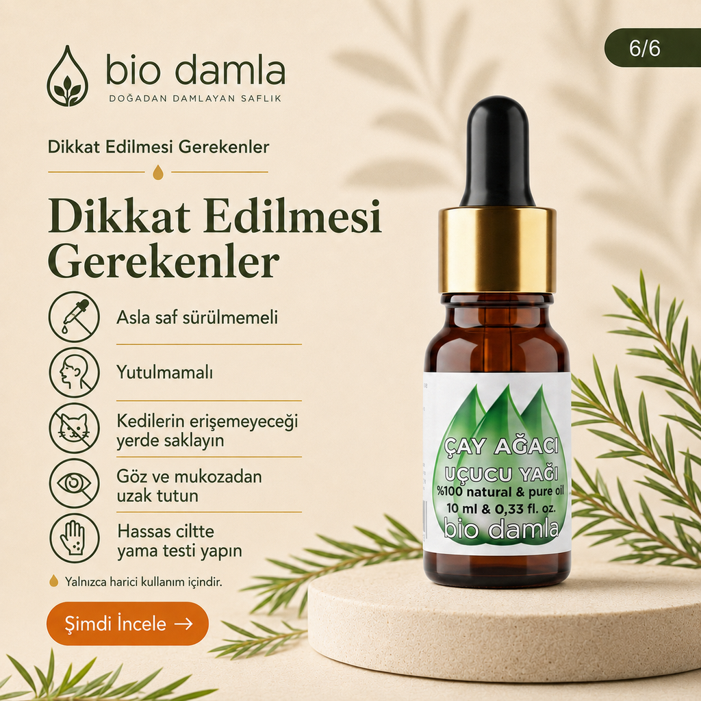 Çay Ağacı Yağı (Tea Tree) – %100 Saf Esansiyel Yağ | Biodamla  "🚀 Hızlı Kargo"
