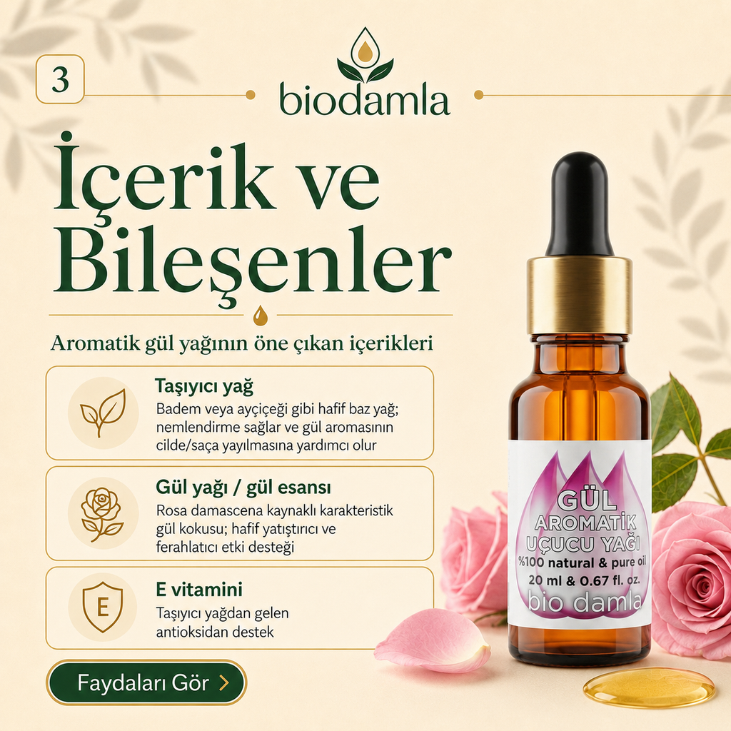 Aromatik Gül Yağı | Biodamla  "🚀 Hızlı Kargo"