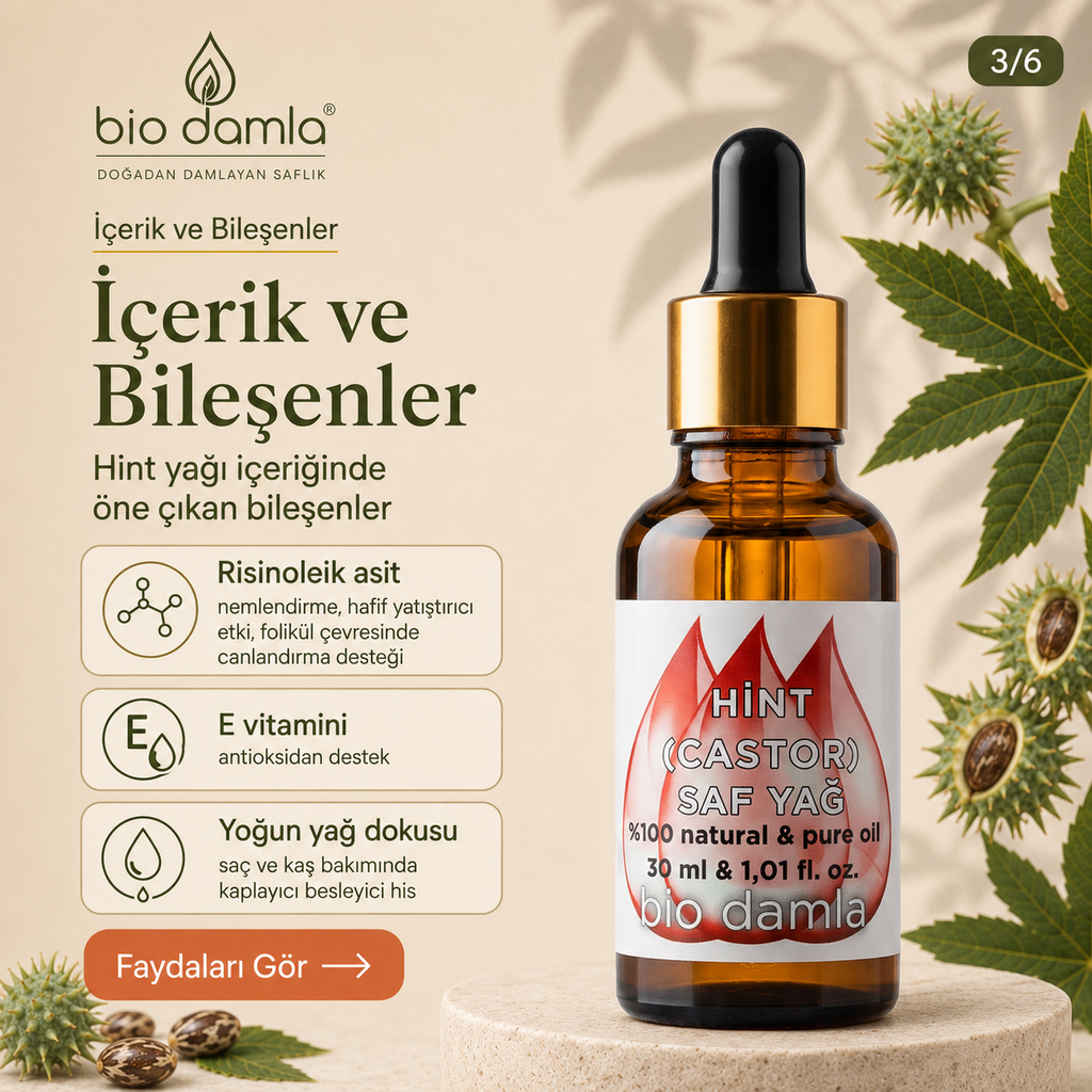 Hint Yağı (Castor Oil) – Soğuk Sıkım %100 Saf Bitkisel Yağ | Biodamla  "🚀 Hızlı Kargo"