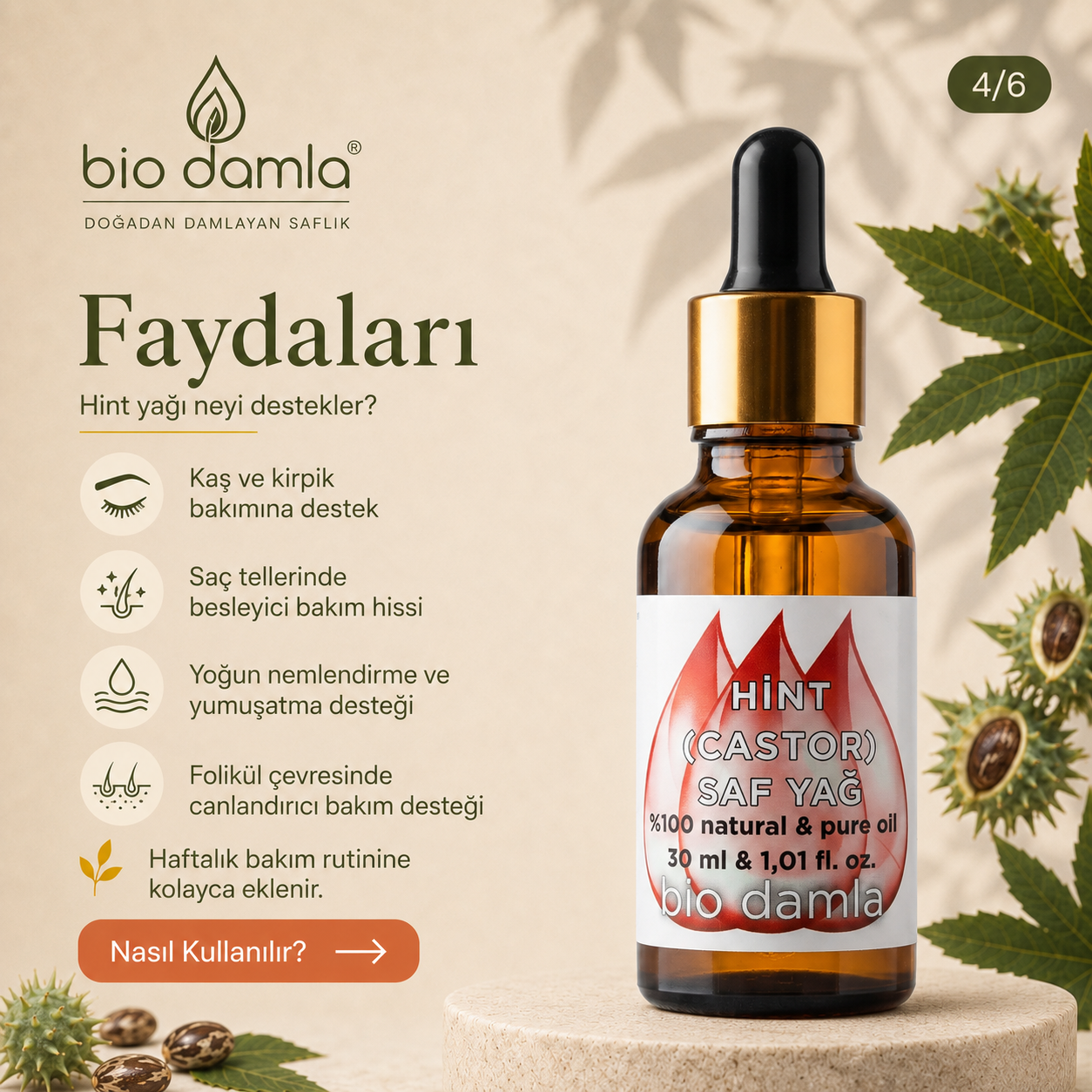 Hint Yağı (Castor Oil) – Soğuk Sıkım %100 Saf Bitkisel Yağ | Biodamla  "🚀 Hızlı Kargo"