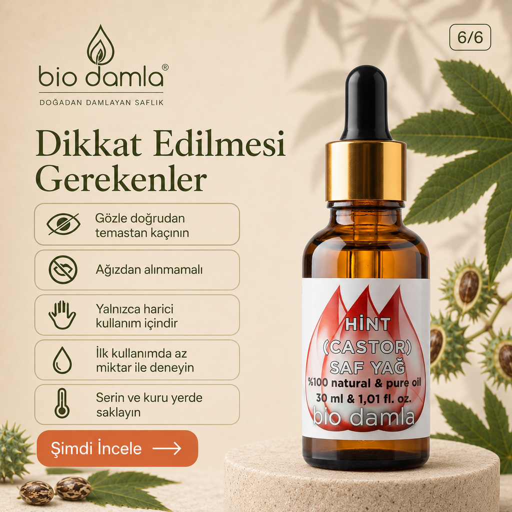 Hint Yağı (Castor Oil) – Soğuk Sıkım %100 Saf Bitkisel Yağ | Biodamla  "🚀 Hızlı Kargo"