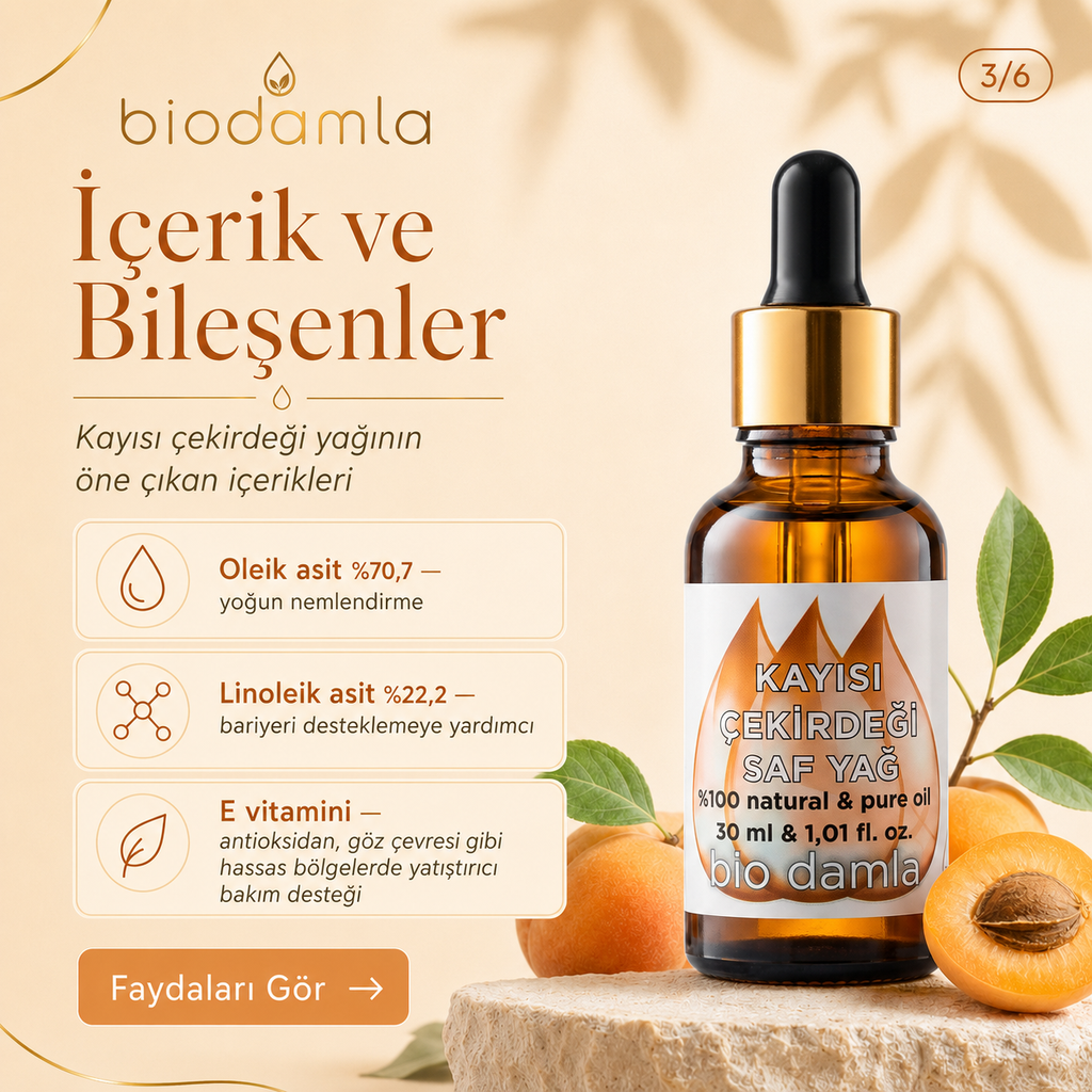 Kayısı Çekirdeği Yağı – Soğuk Sıkım %100 Saf Bitkisel Yağ | Biodamla  "🚀 Hızlı Kargo"