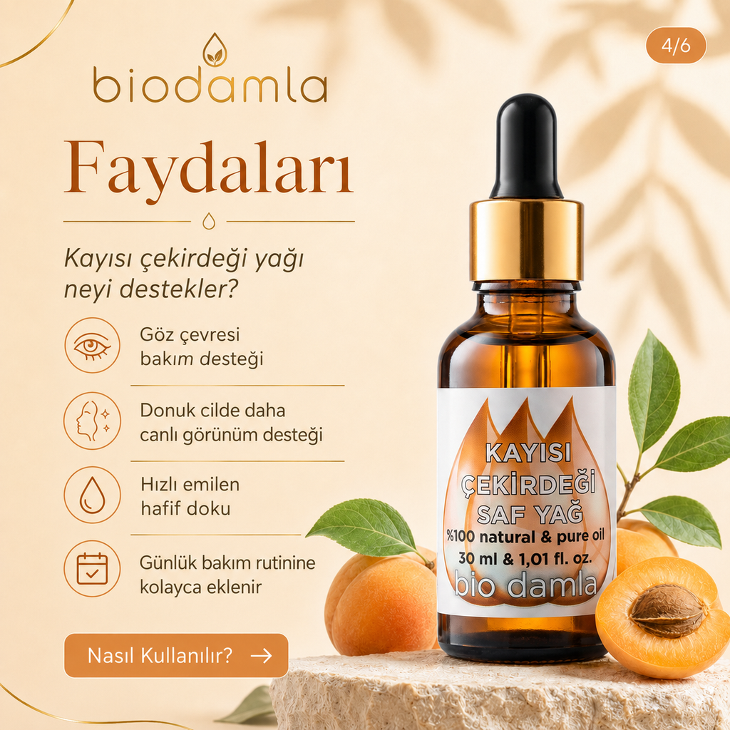 Kayısı Çekirdeği Yağı – Soğuk Sıkım %100 Saf Bitkisel Yağ | Biodamla  "🚀 Hızlı Kargo"
