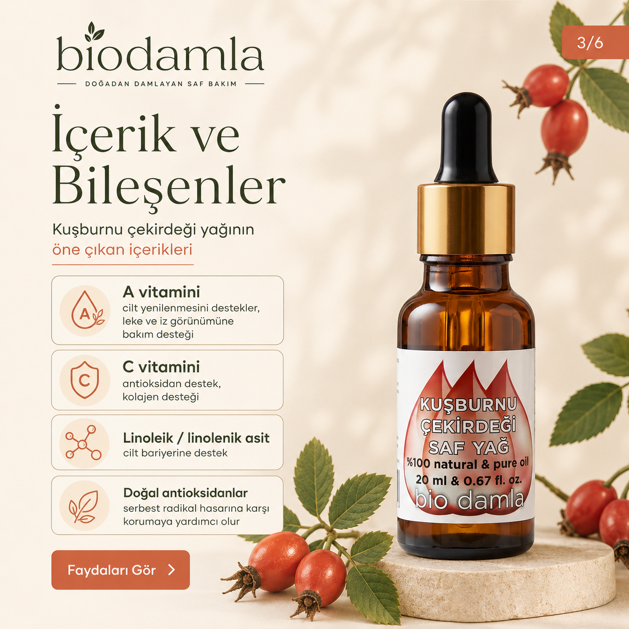 Kuşburnu Çekirdeği Yağı – Soğuk Sıkım %100 Saf Bitkisel Yağ | Biodamla  "🚀 Hızlı Kargo"