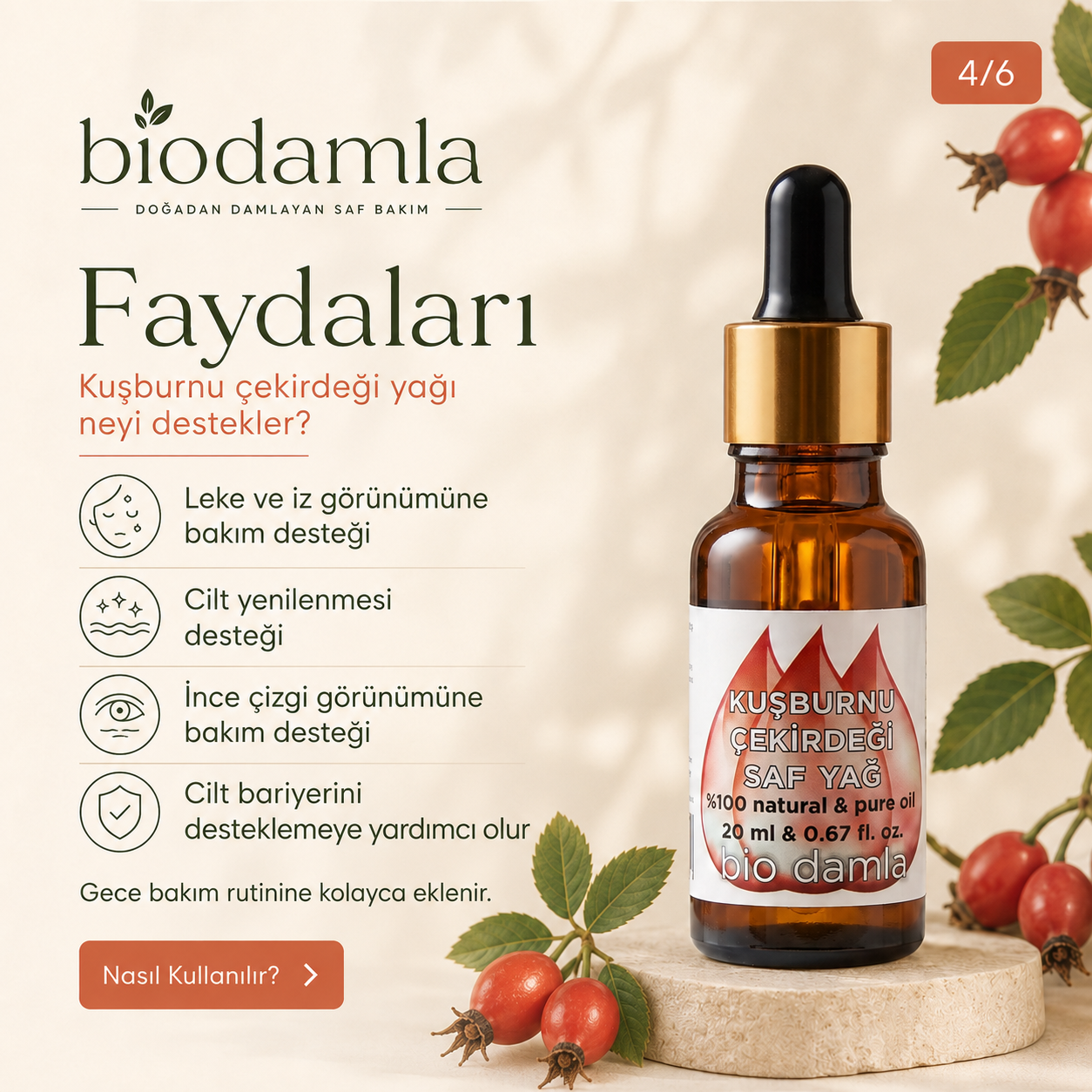 Kuşburnu Çekirdeği Yağı – Soğuk Sıkım %100 Saf Bitkisel Yağ | Biodamla  "🚀 Hızlı Kargo"