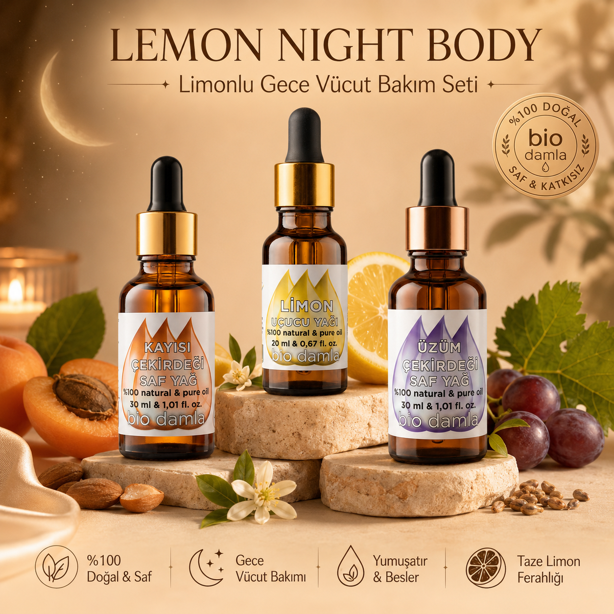 Lemon Night Body Gece Vücut Bakım Seti | Biodamla  "🚀 Hızlı Kargo"