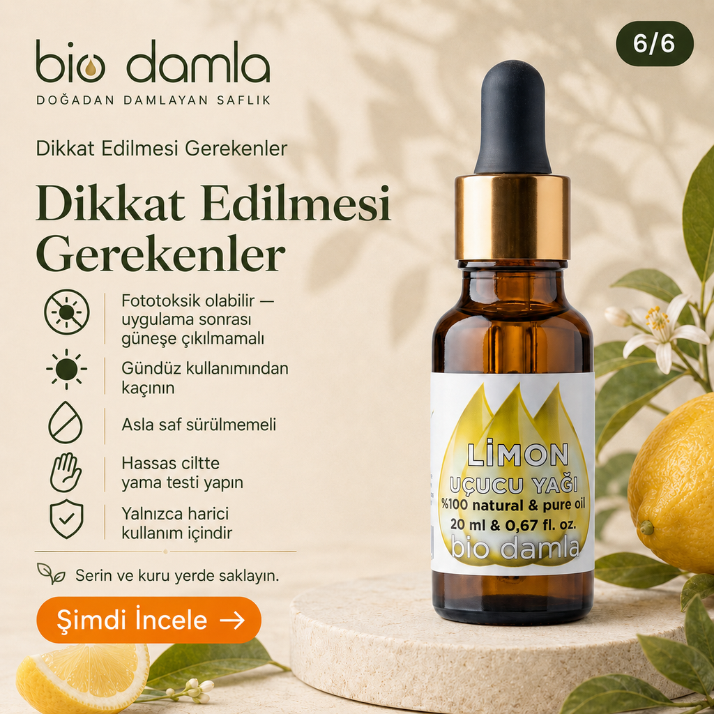 Limon Yağı – %100 Saf Esansiyel Yağ | Biodamla  "🚀 Hızlı Kargo"