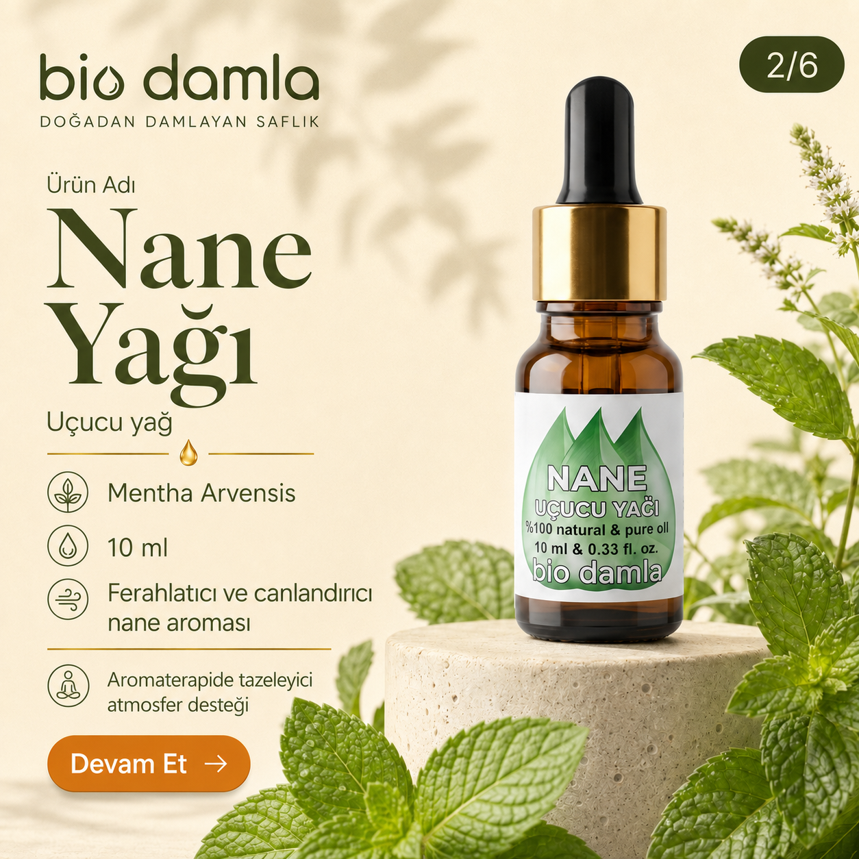 Nane Yağı – %100 Saf Esansiyel Yağ | Biodamla  "🚀 Hızlı Kargo"