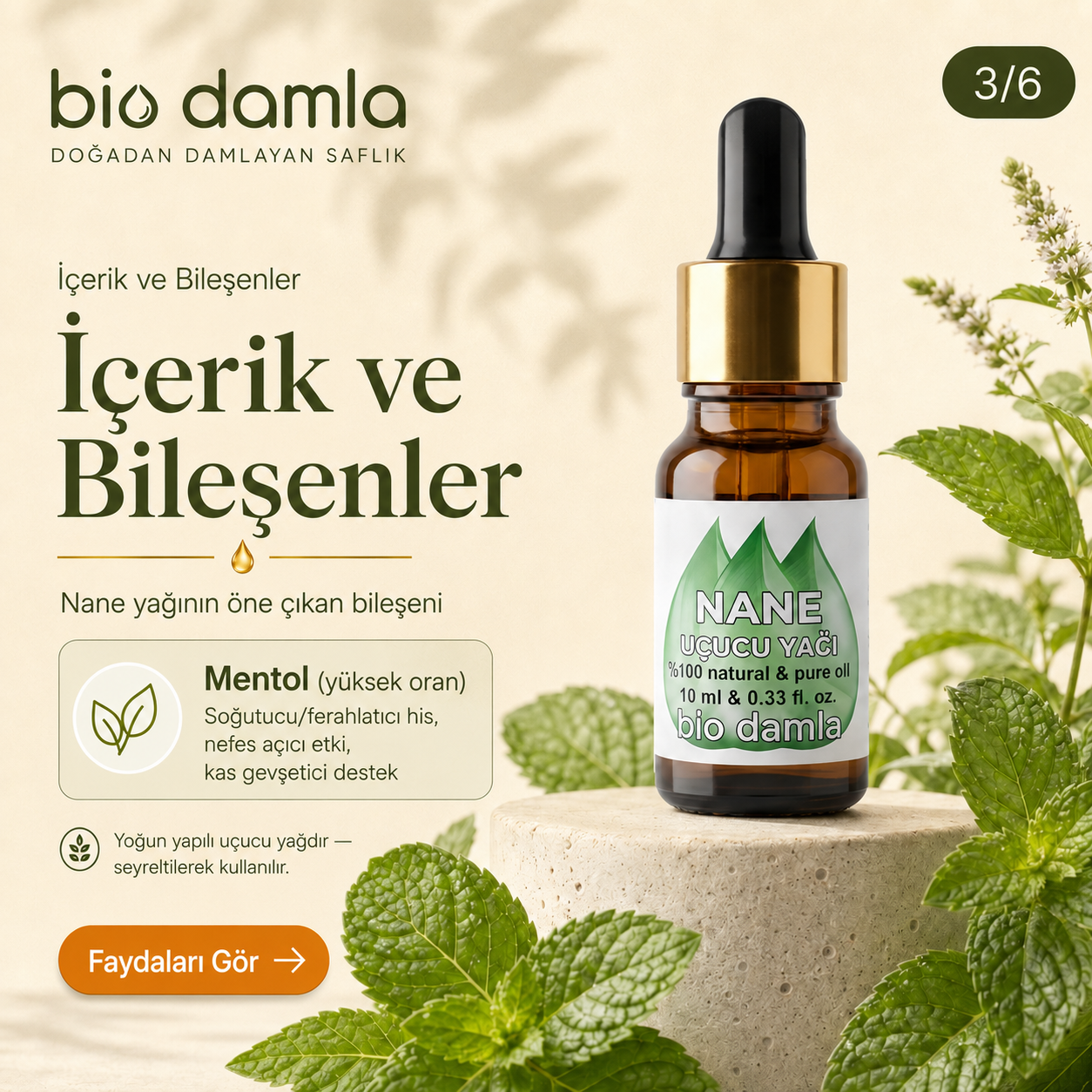 Nane Yağı – %100 Saf Esansiyel Yağ | Biodamla  "🚀 Hızlı Kargo"