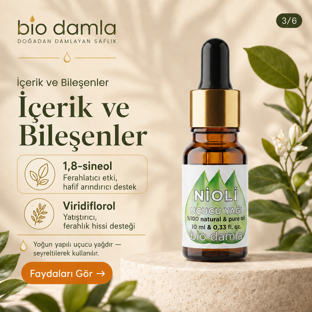Nioli (Niaouli) Yağı – %100 Saf Esansiyel Yağ | Biodamla  "🚀 Hızlı Kargo"