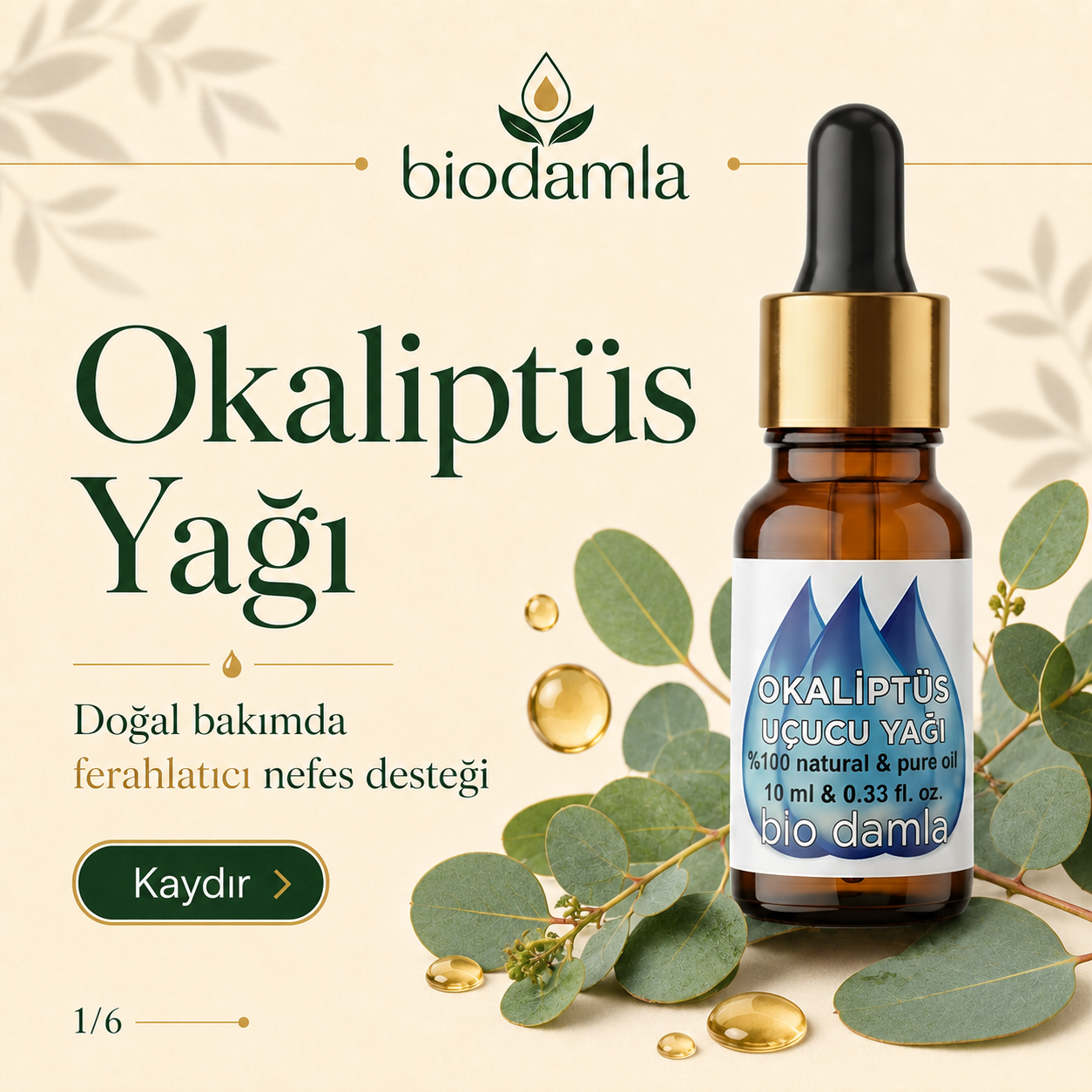 Okaliptüs Yağı – %100 Saf Esansiyel Yağ | Biodamla  "🚀 Hızlı Kargo"