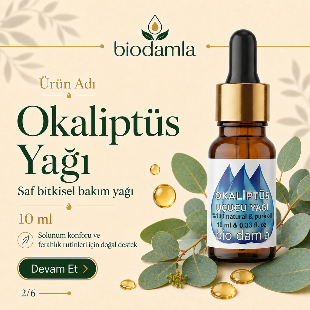 Okaliptüs Yağı – %100 Saf Esansiyel Yağ | Biodamla  "🚀 Hızlı Kargo"