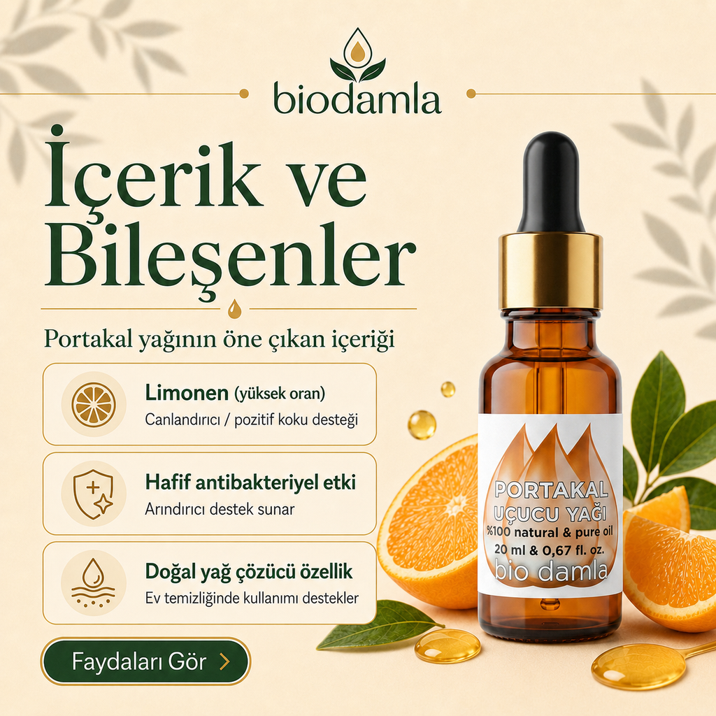 Portakal Yağı – %100 Saf Esansiyel Yağ | Biodamla  "🚀 Hızlı Kargo"