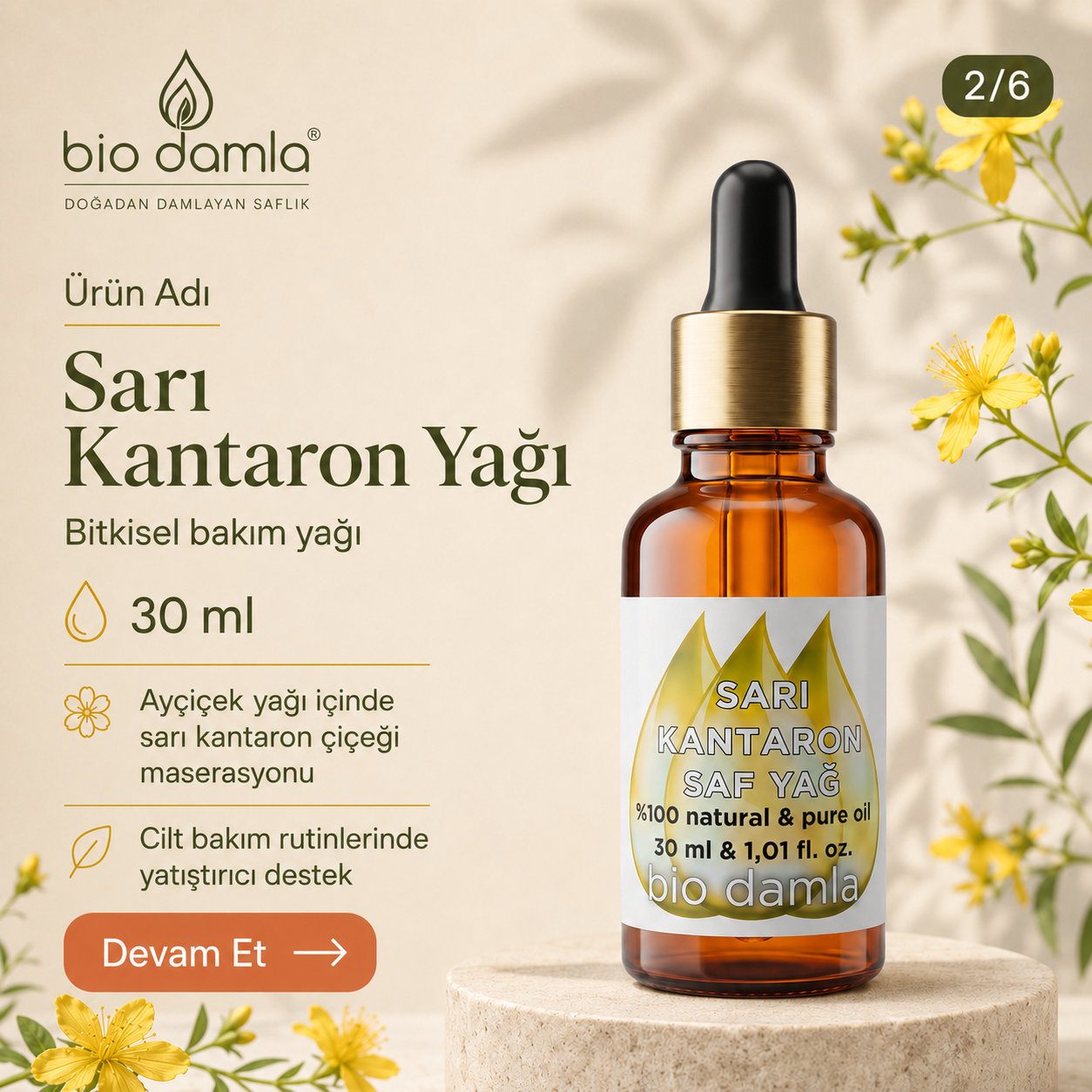 Sarı Kantaron Yağı – Soğuk Sıkım %100 Saf Bitkisel Yağ | Biodamla  "🚀 Hızlı Kargo"