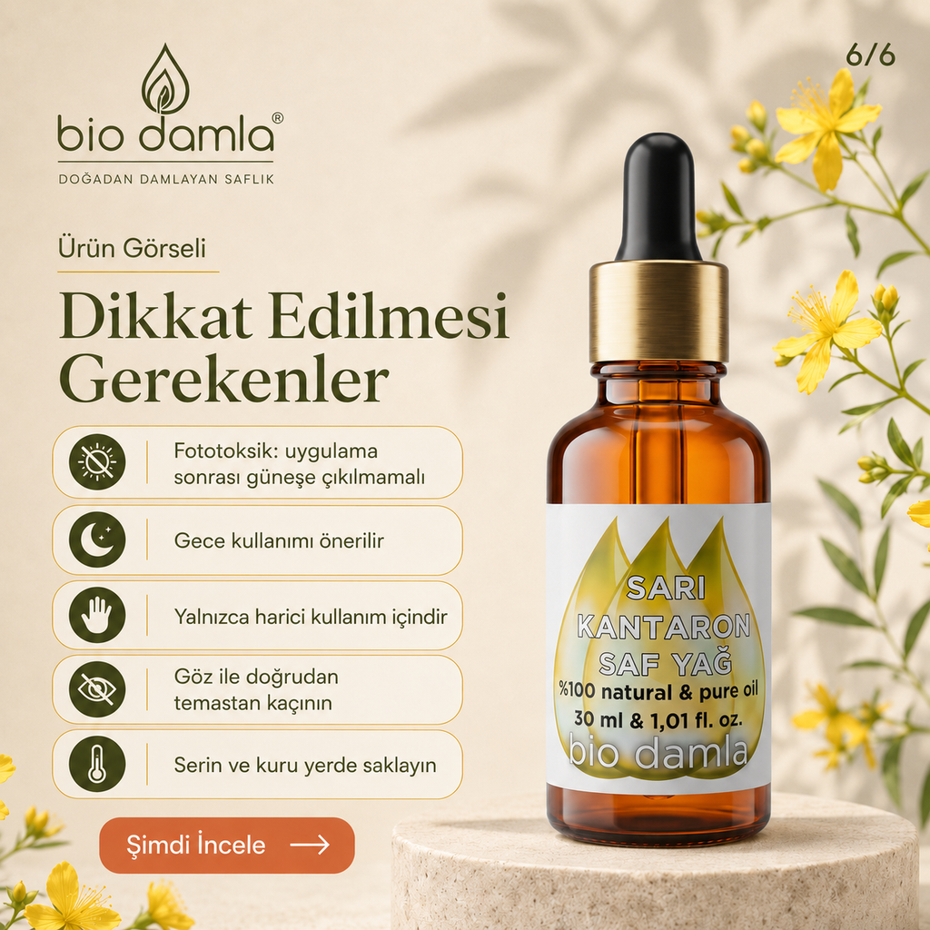 Sarı Kantaron Yağı – Soğuk Sıkım %100 Saf Bitkisel Yağ | Biodamla  "🚀 Hızlı Kargo"