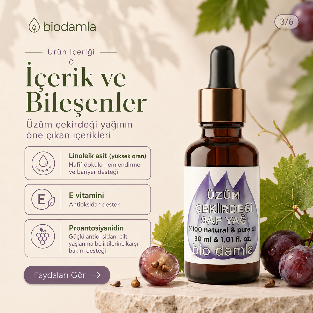 Üzüm Çekirdeği Yağı – Soğuk Sıkım %100 Saf Bitkisel Yağ | Biodamla  "🚀 Hızlı Kargo"